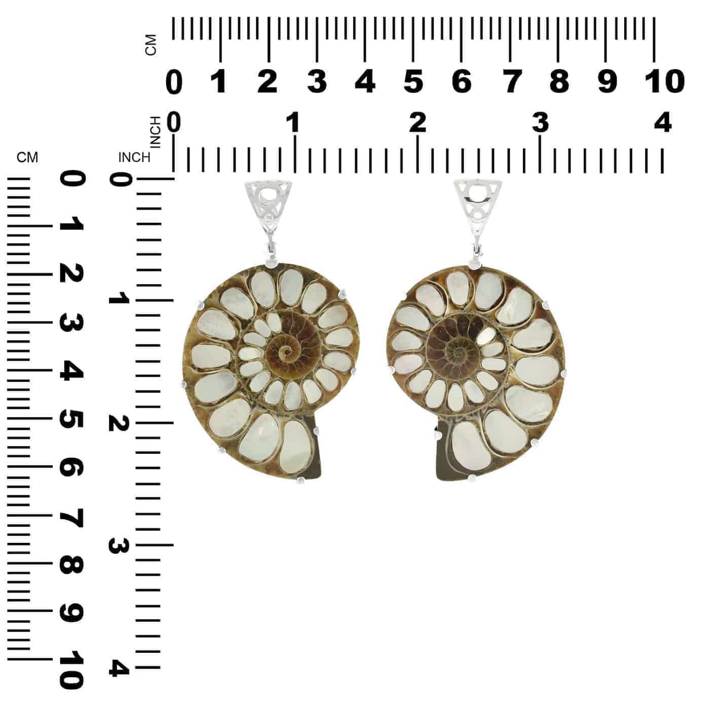 Starborn Ammonite pendant with mother of pearl inlay, prong set in a stylish design by Starborn Creations.
