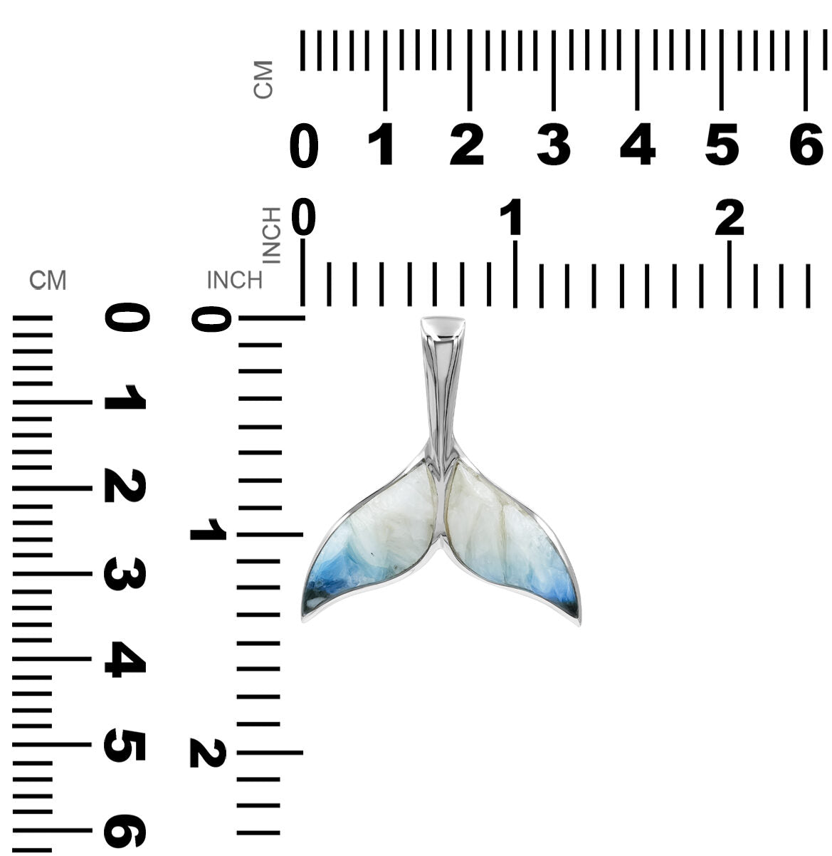 Starborn Blue Ice Glacierite whale tail pendant in sterling silver, featuring a detailed design and polished finish.