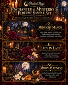 Seasonal sampler perfume oil by Practical Magic Store, 10ml roll-on with sweet floral musk scent, vegan, alcohol-free, long-lasting fragrance.