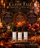 Seasonal sampler of Practical Magic's classic fall perfume oil for women, featuring sweet floral musk scent in a 10ml roll-on bottle.