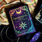 Mini Gold Crystalstruck Tarot card deck by Moonstruck Crystals, featuring intricate gold-embellished tarot cards laid out.