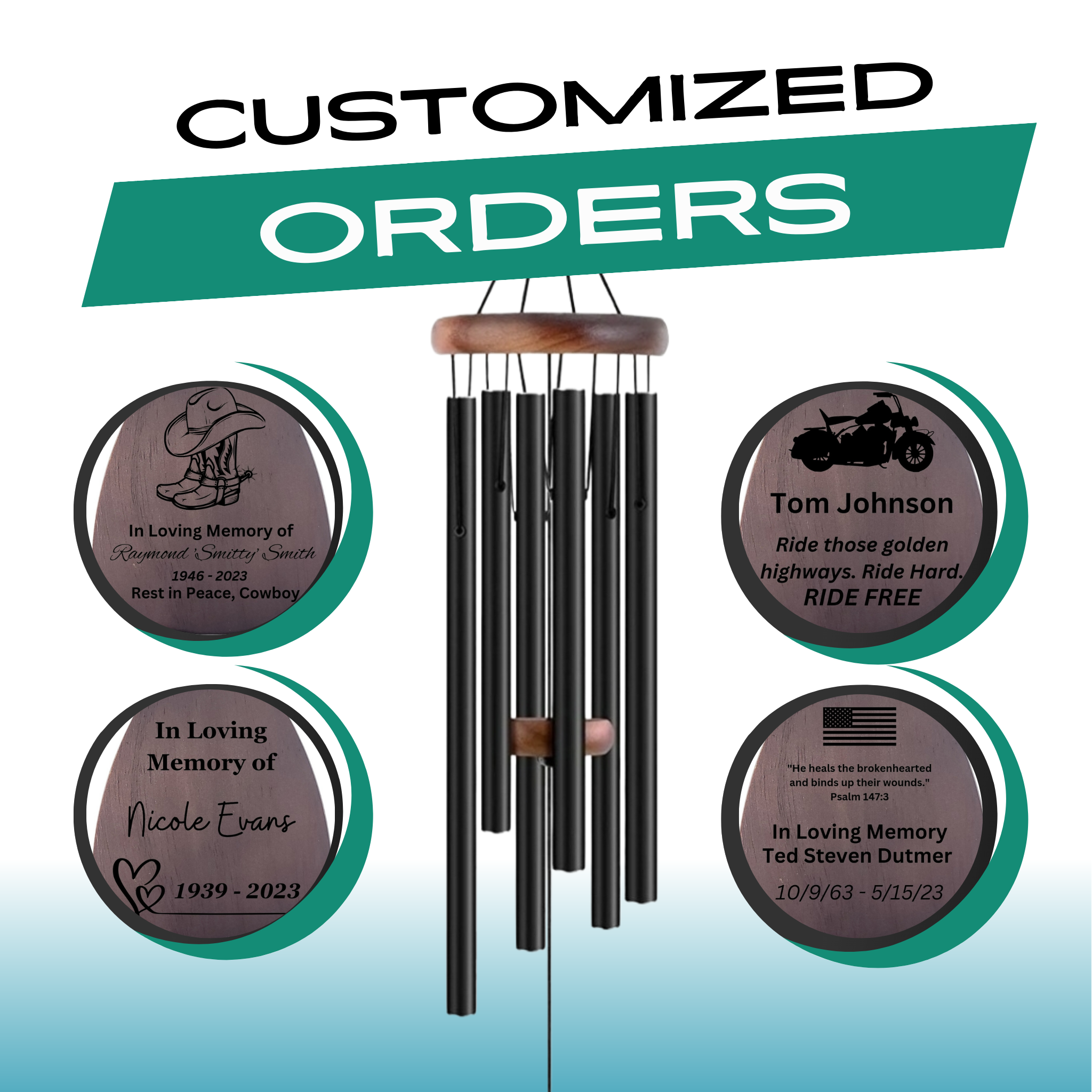 Memorial Serenity Wind Chimes by The Wind Chime Co, 32-inch outdoor garden decor for reflection and thoughtful gifts.