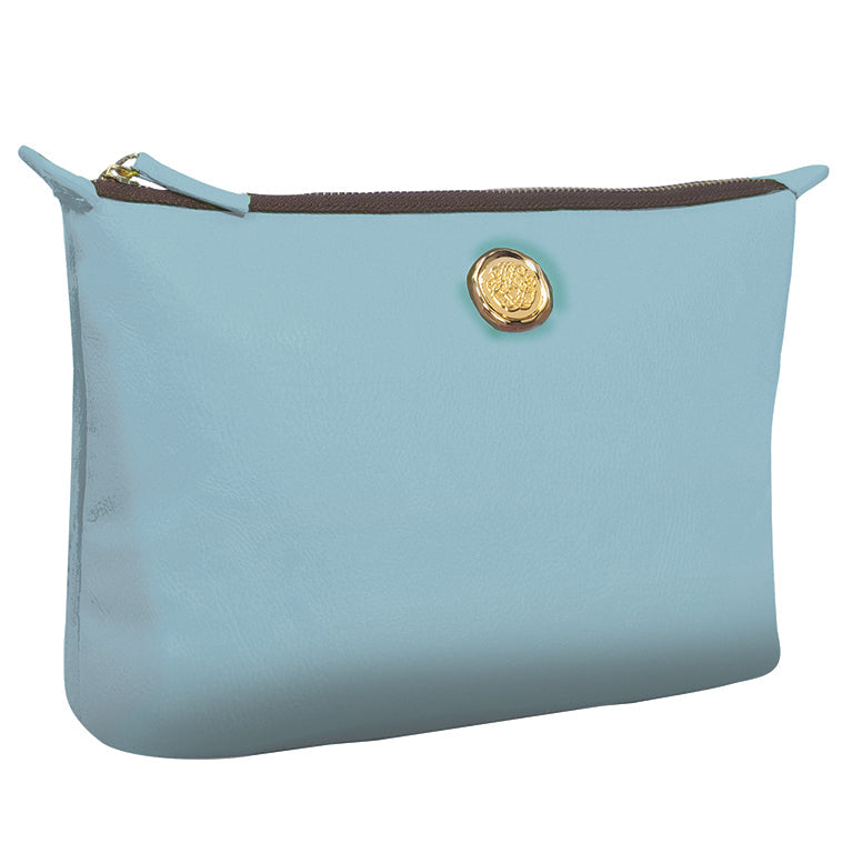 Large blue beach glass-themed cosmetic bag by Anna Griffin Inc. with a spacious interior and stylish design.