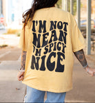 I'm Spicy Nice graphic T-shirt by Shop Karma Tees featuring bold, colorful spicy chili pepper design on a casual tee.