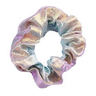Holographic mini scrunchie set from The Bullish Store featuring shiny, iridescent hair accessories on a plain background.
