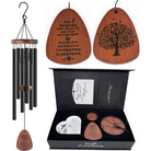Serenity Memorial Wind Chimes gift bundle with memorial heart, 32-inch outdoor decor by The Wind Chime Co in a garden setting.