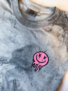 It's Fine Smiley graphic t-shirt by Shop Karma Tees featuring a cheerful yellow smiley face on a casual cotton tee.