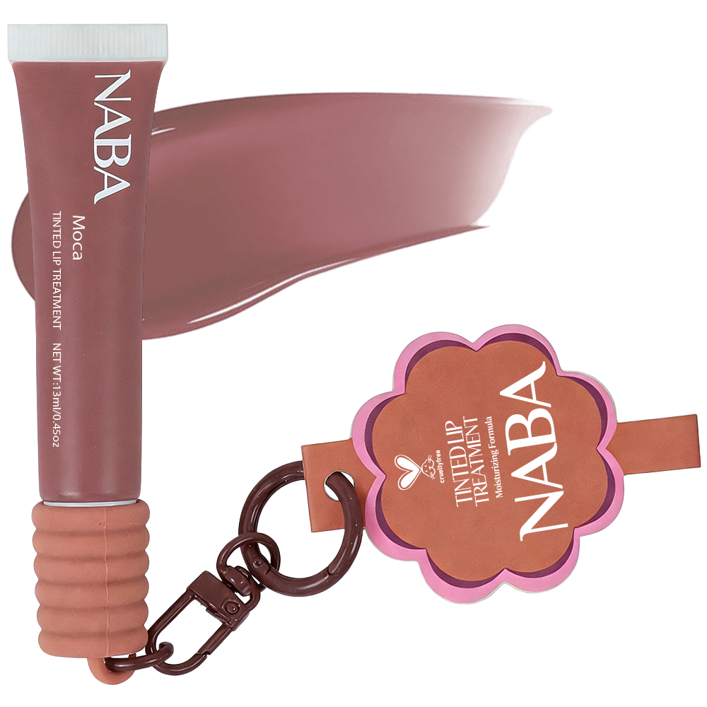 NABA Cosmetics USA Lipgloss Moca with smooth, shiny finish and neutral brown shade, displayed on a neutral background.