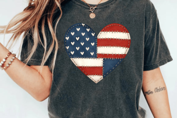 Quilted Heart Graphic Tee from Anchored Grace Boutique featuring a heart design on a casual cotton t-shirt.
