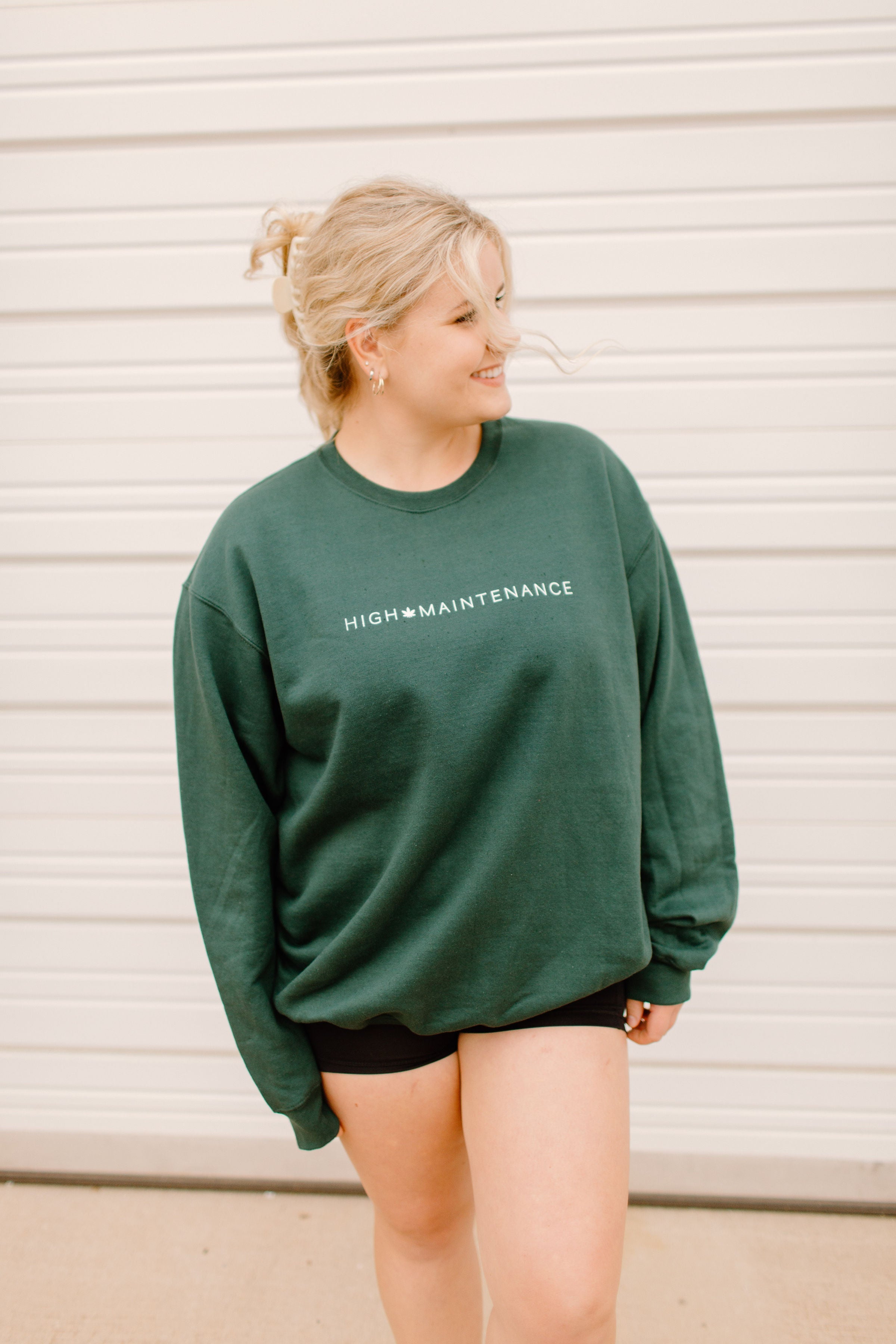 High Maintenance crewneck or graphic tee from Shop Karma Tees, featuring a stylish design and comfortable fit.