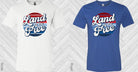 Black Land of the Free graphic tee by Anchored Grace Boutique featuring patriotic design and bold lettering.