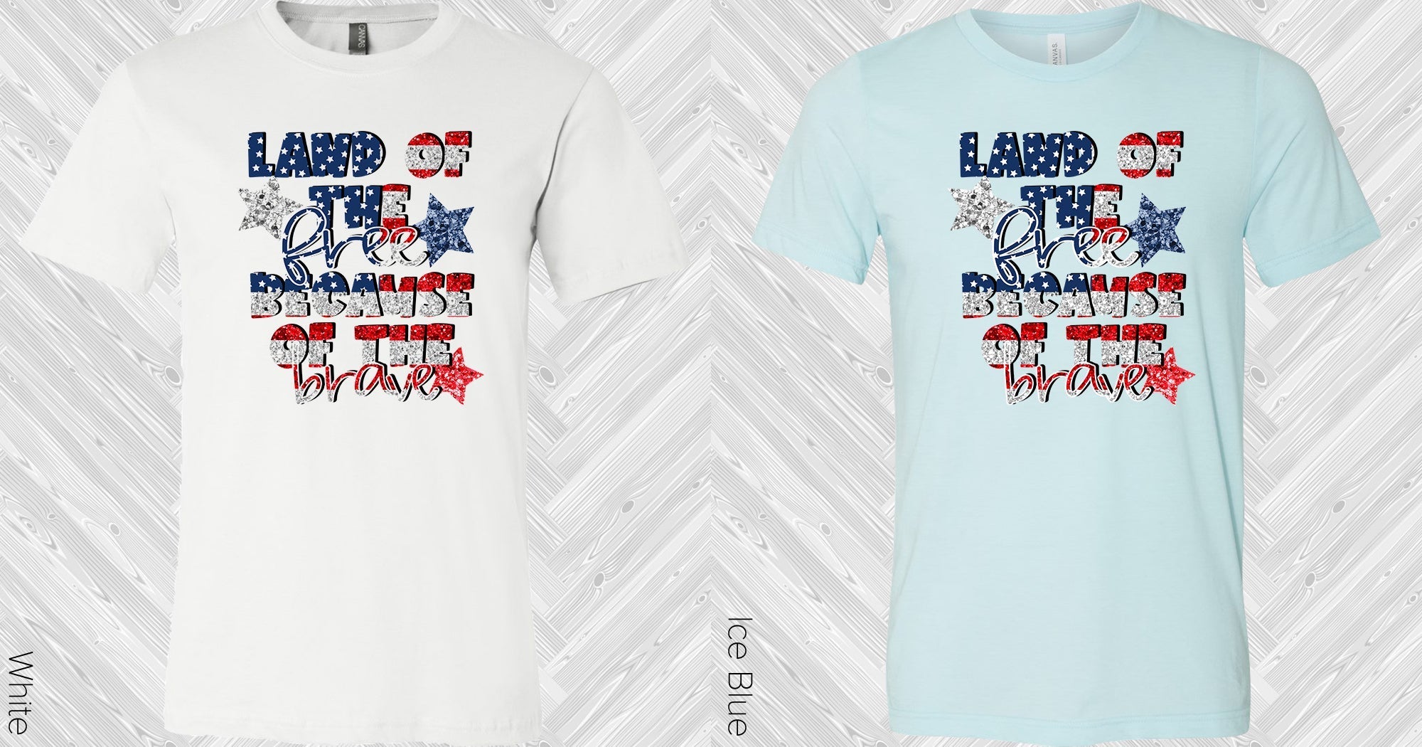 Black graphic tee from Anchored Grace Boutique featuring patriotic "Land of the Free Because of the Brave" design, casual and stylish.