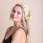 Lemon muted color boho hair scarf and headwrap by The Bullish Store, stylish bandana for hair and head accessories.