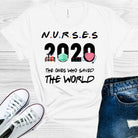 Nurses 2020 graphic tee by Anchored Grace Boutique featuring a design honoring healthcare heroes during the pandemic.