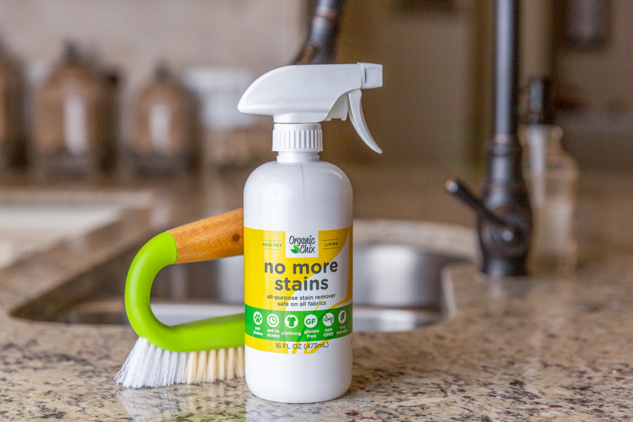 Organic Chix healthy laundry stain remover in a natural, non-toxic formula for safe, effective stain removal from clothes.
