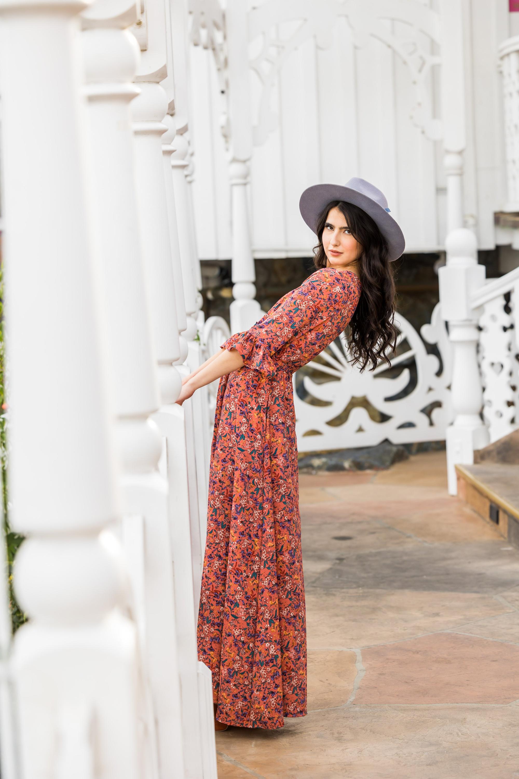 Jennafer Grace handmade prairie floral dressing gown with soft fabric and floral pattern, perfect for comfortable loungewear.