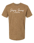 Christian graphic tee by Anchored Grace Boutique featuring "Jesus Saves I Spend" slogan on a casual t-shirt.