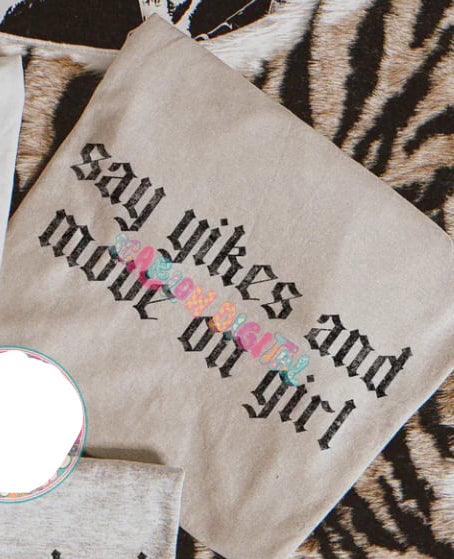 Say Yikes and Move On girl graphic tee from Anchored Grace Boutique, featuring a casual design with bold text on soft fabric.