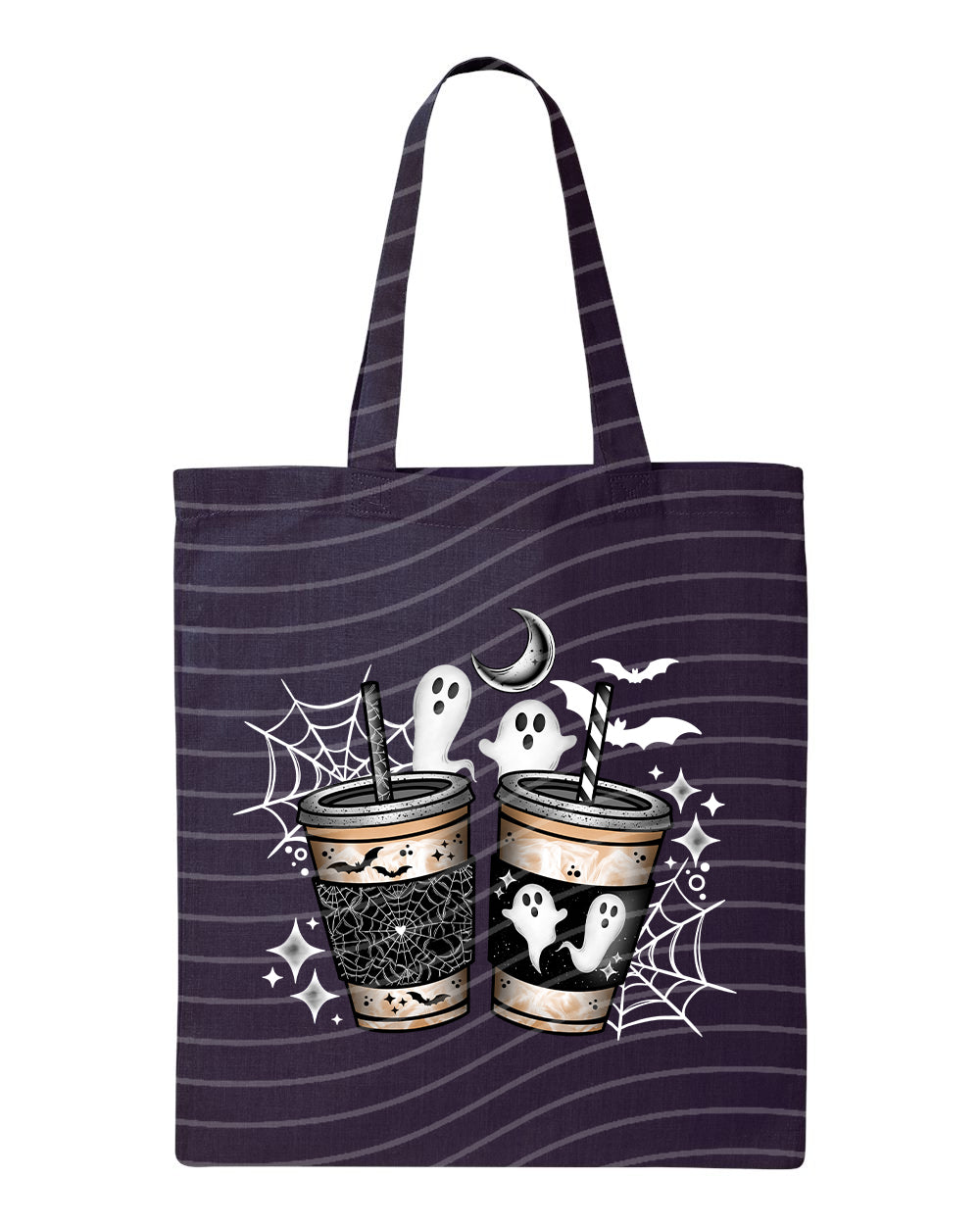 Spooky coffee tote bag from Anchored Grace Boutique featuring a Halloween-themed design on a durable tote bag.