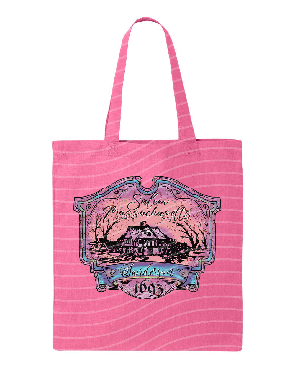 Salem Mass tote bag by Anchored Grace Boutique featuring a stylish, spacious design with printed Salem Mass scene on durable fabric.