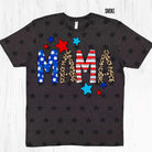 Mama patriotic graphic tee from Anchored Grace Boutique with red, white, and blue design featuring stars and bold lettering.