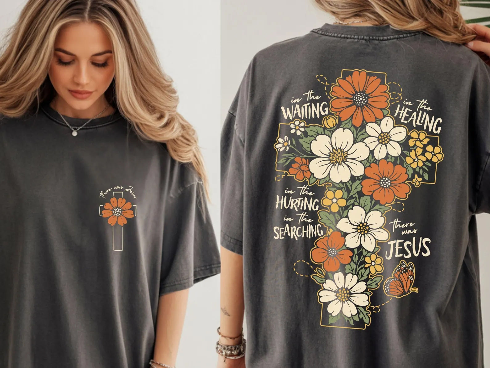 Anchored Grace Boutique There Was Jesus graphic tee featuring a stylish design and casual fit, perfect for faith-inspired fashion.