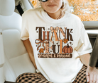 Thankful, grateful, and blessed graphic tee by Anchored Grace Boutique featuring inspirational text on a casual t-shirt.