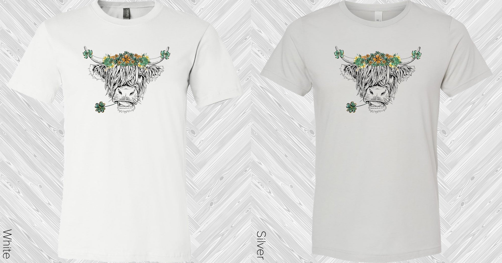 Green St. Patrick's Day cow graphic tee from Anchored Grace Boutique, featuring a festive cow design on soft cotton fabric.