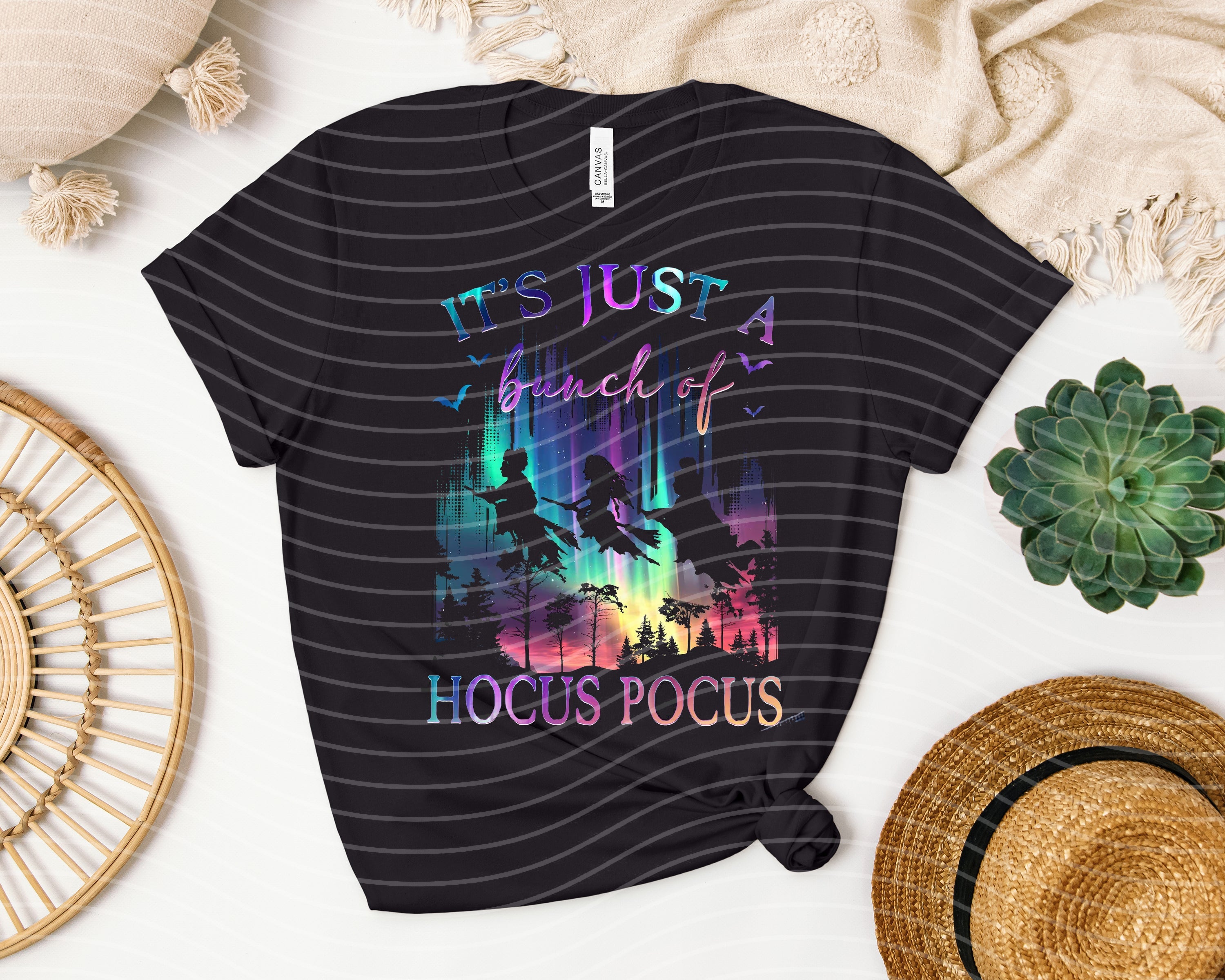Black graphic tee by Anchored Grace Boutique featuring bold "It's Just a Bunch of HP" text on the front.
