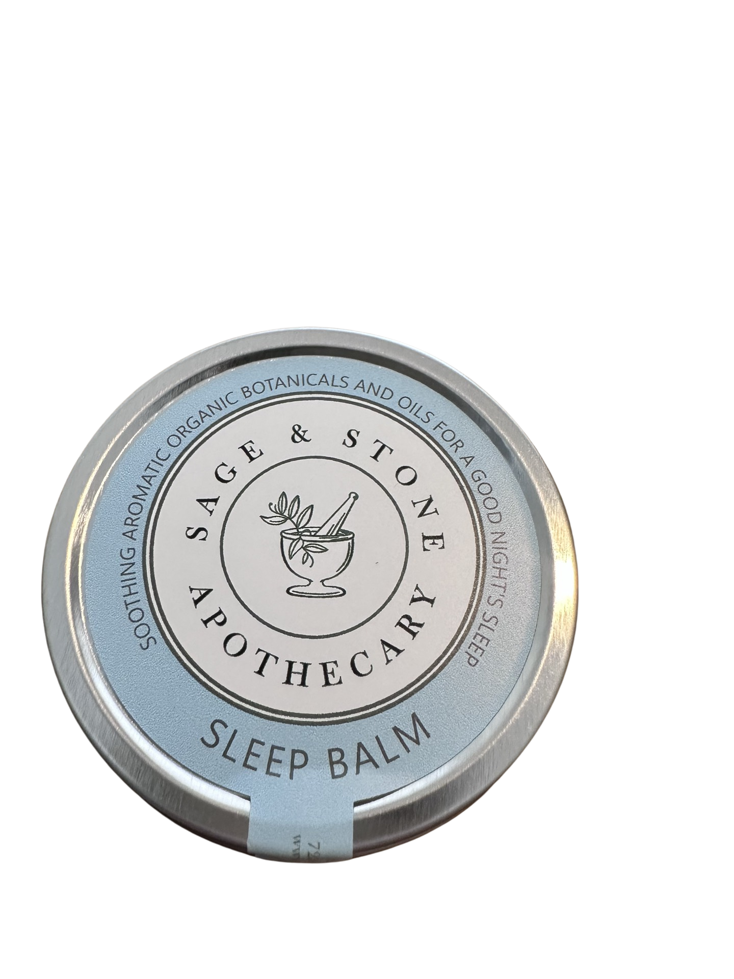Sage & Stone Sleepy Balm jar with natural ingredients, designed for relaxation and personal wellness.