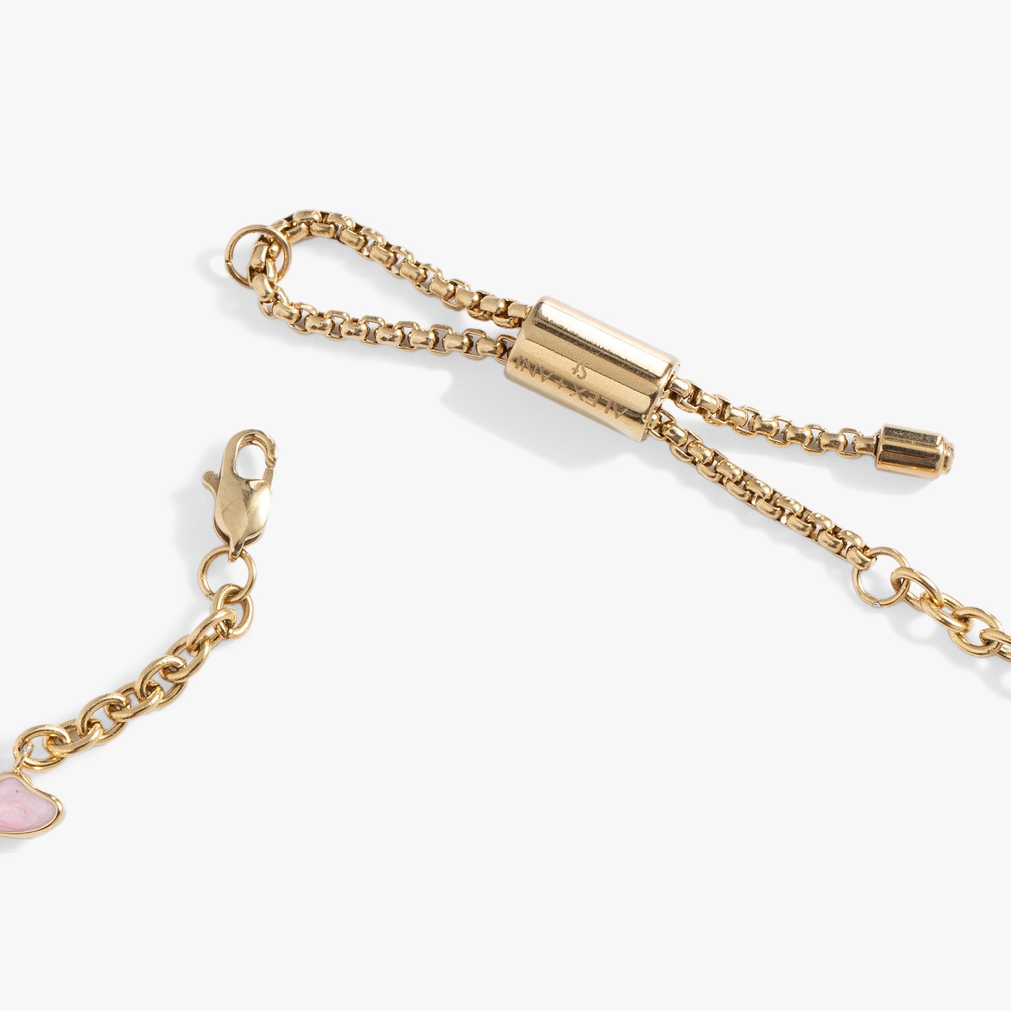 Gold stainless steel butterfly and flower anklet by ALEX AND ANI, featuring delicate charms on a slender chain.