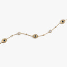 Gold stainless steel Evil Eye Crystal Anklet by ALEX AND ANI featuring a delicate chain and protective eye charm.