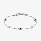 Gold stainless steel Evil Eye Crystal Anklet by ALEX AND ANI featuring a delicate chain and protective eye charm.
