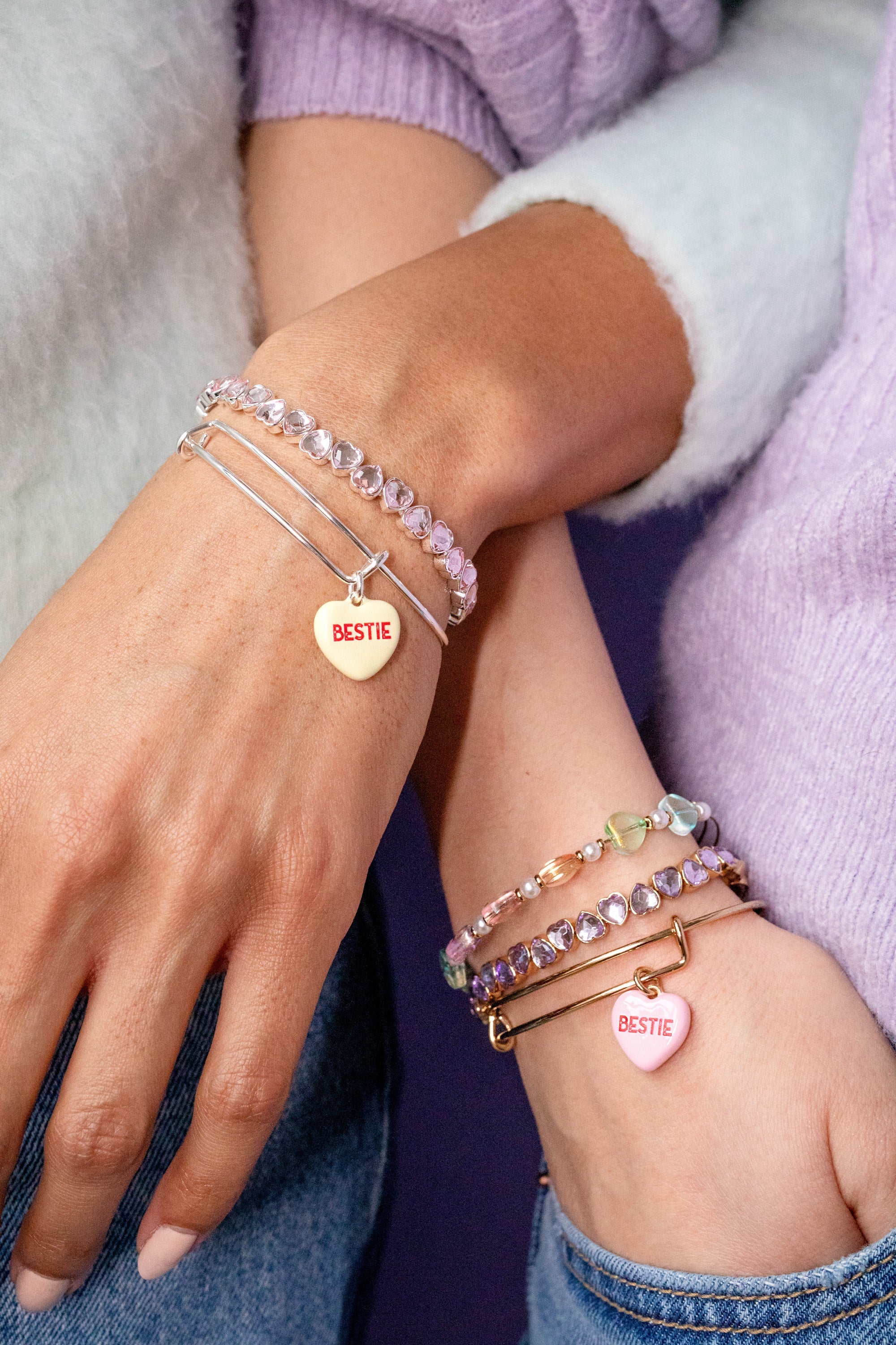 Gold-colored ALEX AND ANI colorful heart beaded bracelet featuring vibrant beads and a heart charm, stylish and lightweight accessory.