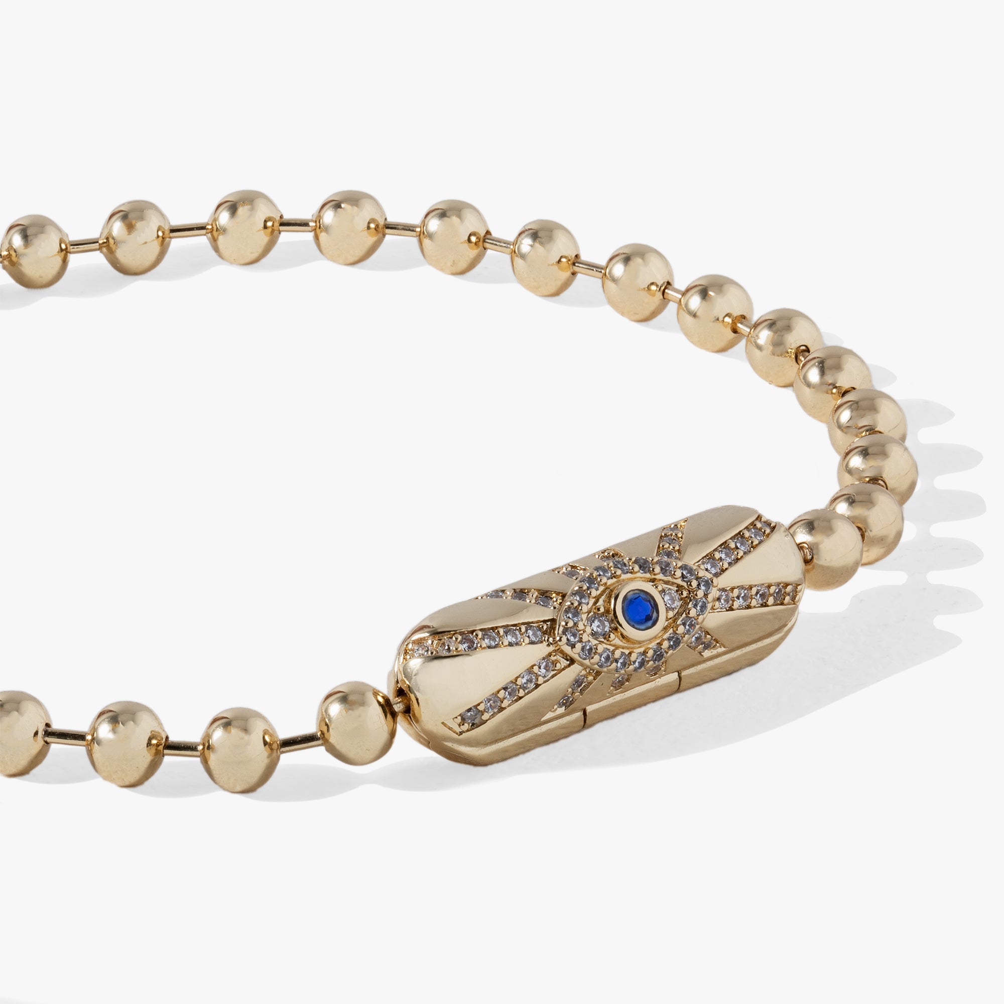 Gold Evil Eye Barrel Closure Bracelet by ALEX AND ANI featuring a protective evil eye charm and sleek barrel clasp.