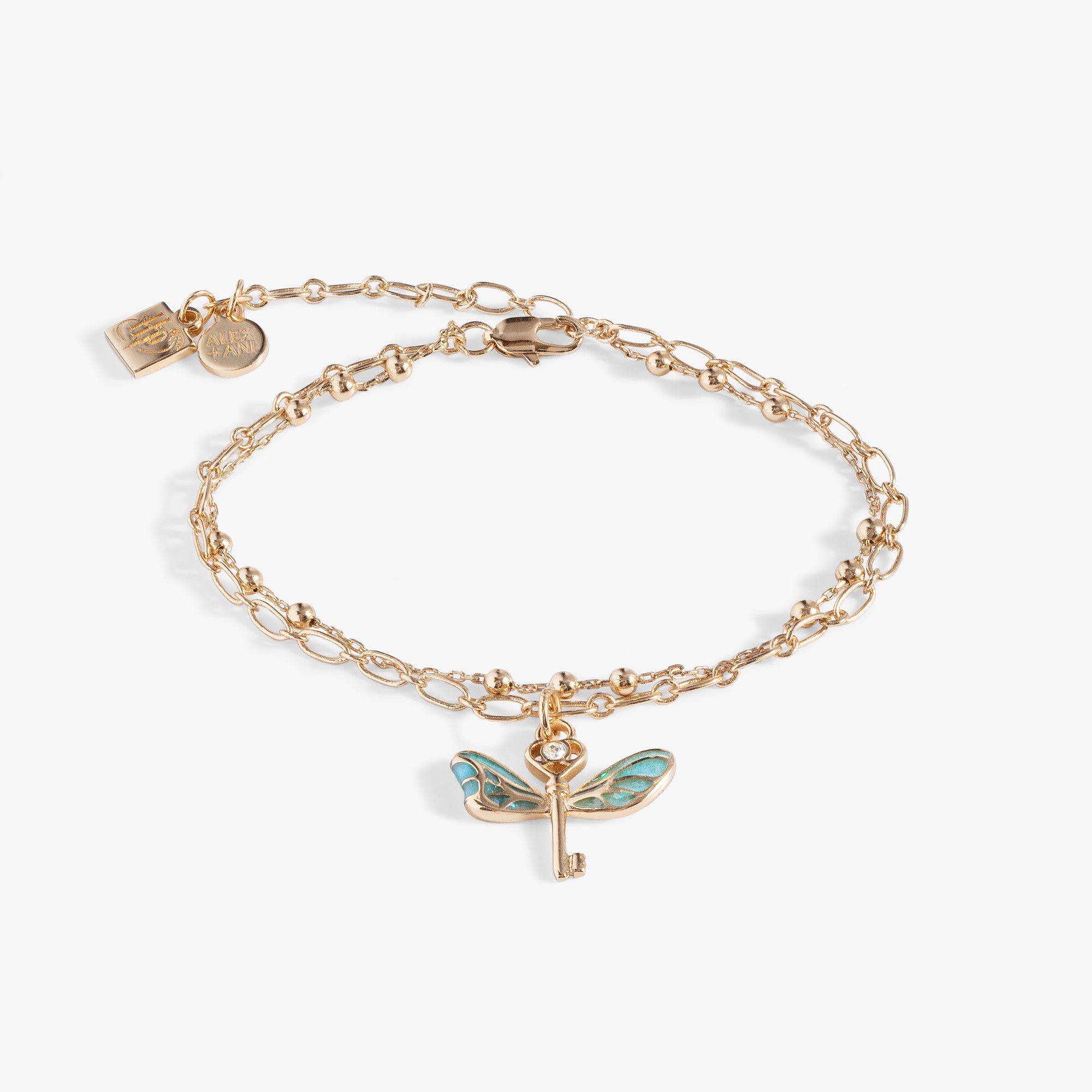 Gold Harry Potter™ Flying Keys adjustable bracelet by ALEX AND ANI featuring detailed key charms on a sleek bracelet.