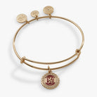 Gold Harry Potter Gryffindor House charm bracelet by ALEX AND ANI featuring a detailed Gryffindor crest charm on a sleek bangle.