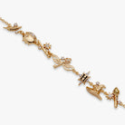 Gold Harry Potter™ Mixed Icon Inline Charm Bracelet by ALEX AND ANI, featuring magical-themed charms on a sleek bracelet.