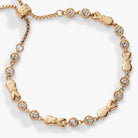Gold PEEPS® Bunny Bolo Bracelet by ALEX AND ANI featuring a bunny charm on a sleek, adjustable gold-toned bracelet.