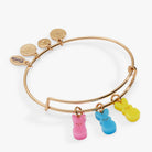 Gold PEEPS® Bunny multi-charm bangle bracelet by ALEX AND ANI featuring playful bunny charms and intricate design details.