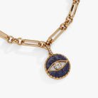 Gold Sodalite Evil Eye Chain Bracelet by ALEX AND ANI featuring a polished sodalite stone and an evil eye charm.