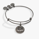 ALEX AND ANI Harry Potter Voldemort charm bangle in midnight silver with engraved "Only I Can Live Forever" inscription.