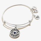 Silver Evil Eye and Sodalite Charm Bangle by ALEX AND ANI featuring a protective evil eye and blue sodalite stone accents.