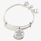 Silver Evil Eye and Sodalite Charm Bangle by ALEX AND ANI, featuring intricate designs and vibrant blue gemstones.