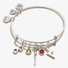 ALEX AND ANI Harry Potter™ character multi-charm bangle featuring silver charms inspired by beloved Harry Potter characters.