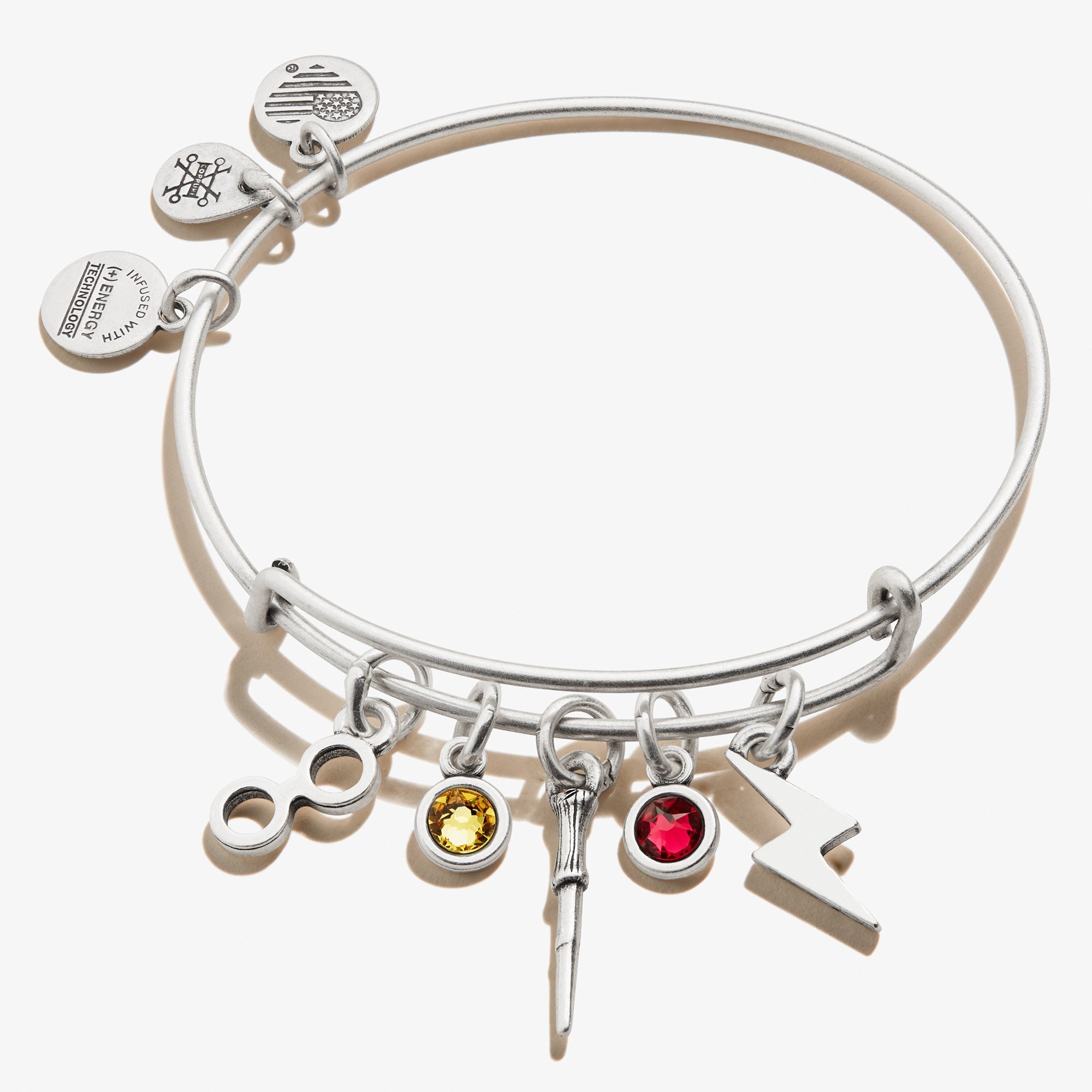 ALEX AND ANI Harry Potter™ character multi-charm bangle featuring silver charms inspired by beloved Harry Potter characters.