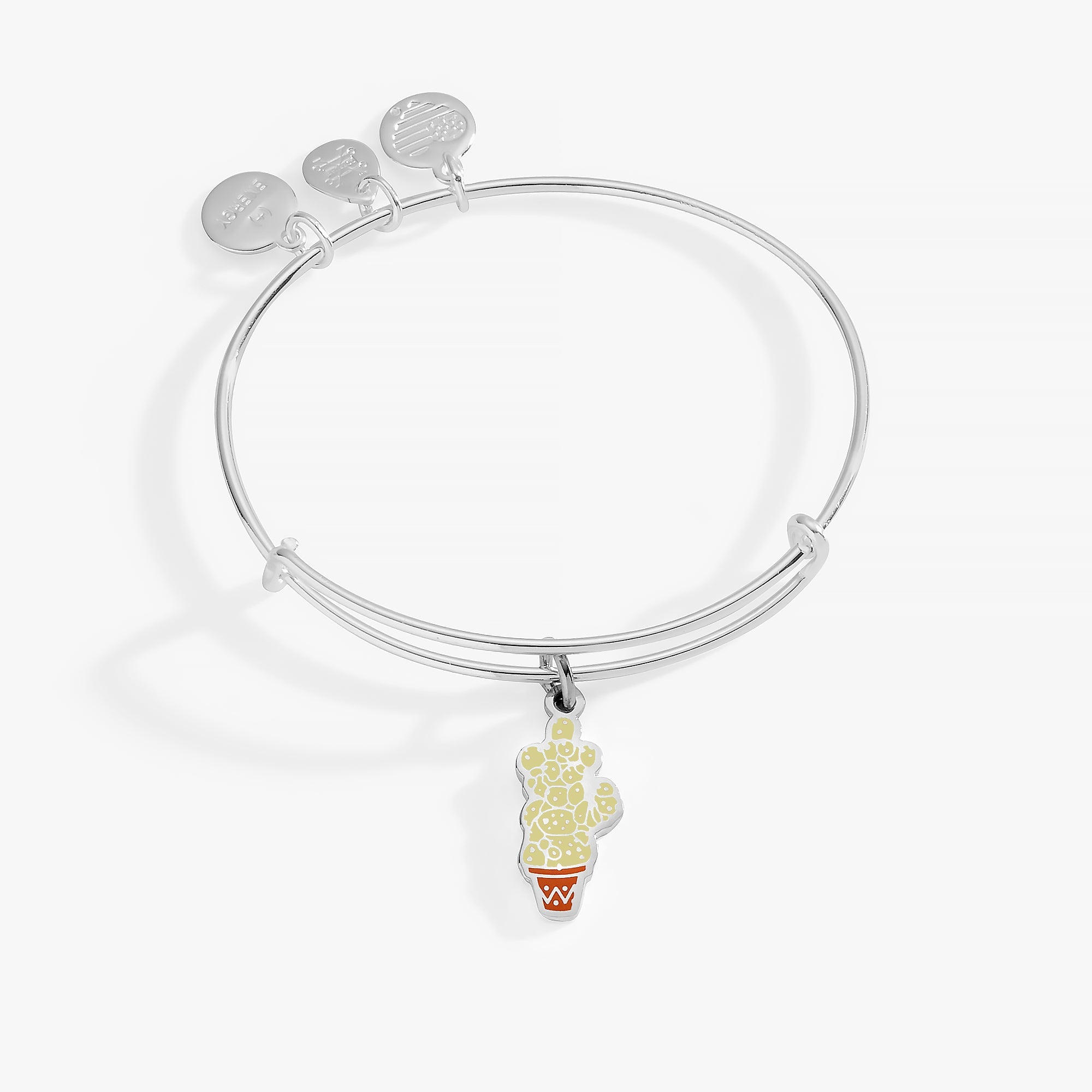 Shiny silver Harry Potter Neville Mimbulus Mimbletonia cactus charm bracelet by ALEX AND ANI, featuring detailed botanical design.