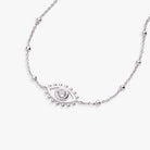 Silver Evil Eye Inline Bracelet by ALEX AND ANI showing a sleek bracelet with evil eye charm and minimalist design.