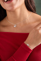 Silver Evil Eye Inline Bracelet by ALEX AND ANI featuring a delicate chain with an evil eye charm.