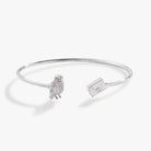 Silver Harry Potter Hedwig and letter Flex cuff bracelet by ALEX AND ANI featuring detailed owl and parchment design.